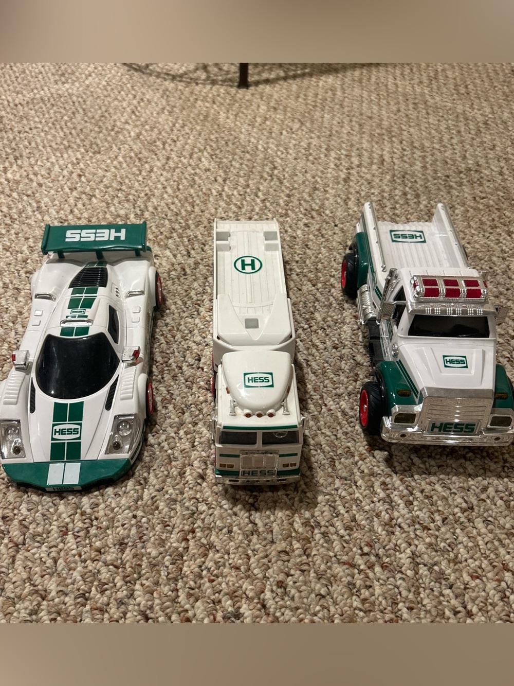 HESS White & Green Toy Vehicle Set - Kids Cars & Truck Playset